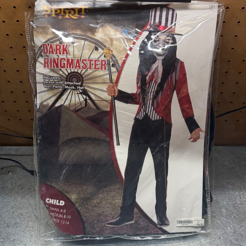 Spirit Dark Ringmaster Costume Child Small 4-6 Red Black Scary Circus Outfit